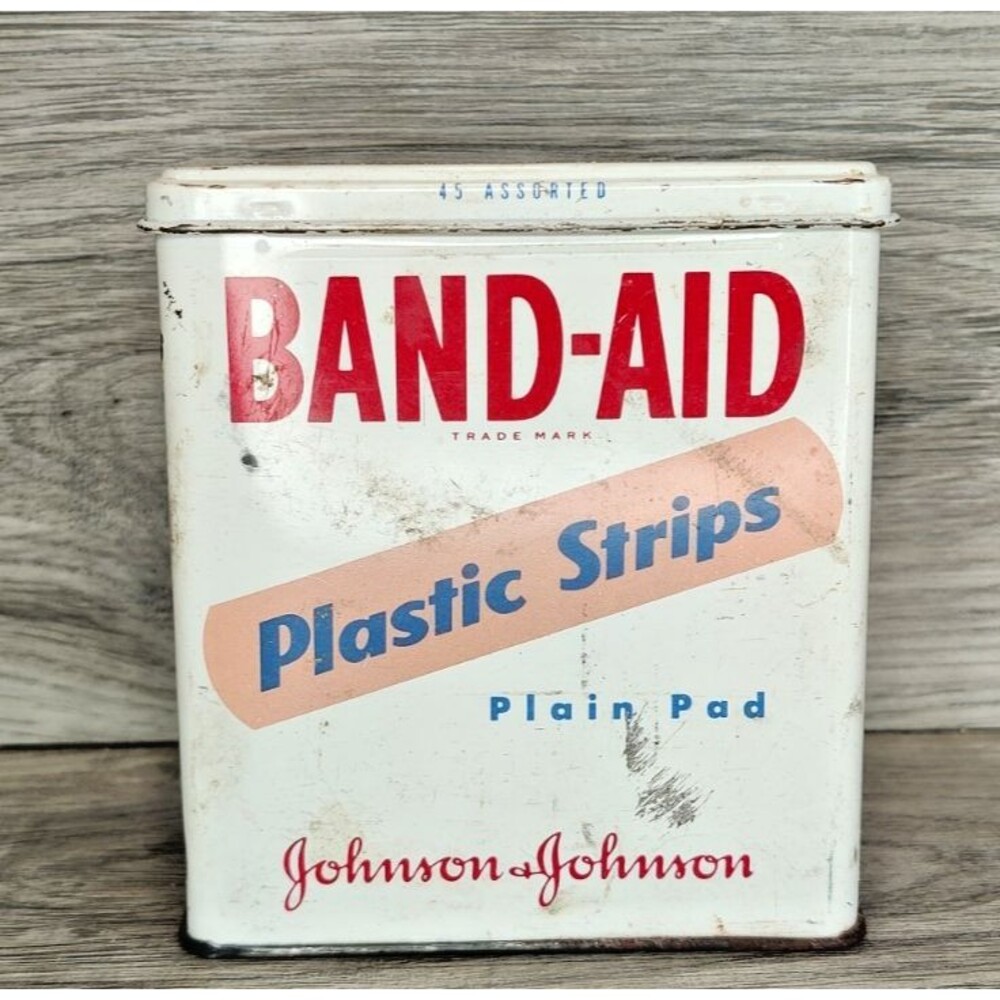 Vintage Band-Aid Plastic Strips Flip-Top Tin Johnson & Johnson Empty